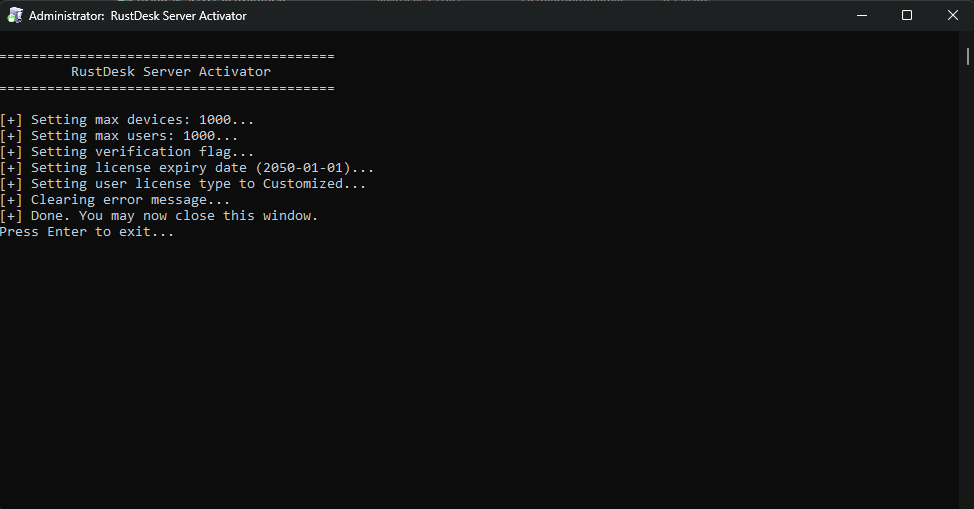 RustDesk Server Activator